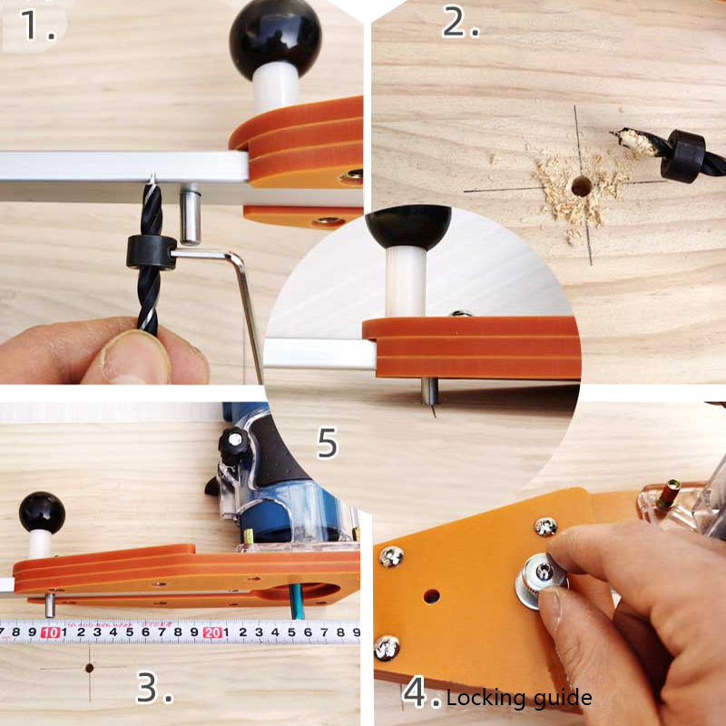 Plantilla de corte circular para carpinter&iacute;a, m&aacute;quina de corte el&eacute;ctrica, fresadora de madera, Base de ranurado circular, herramientas de bricolaje con valla de escala