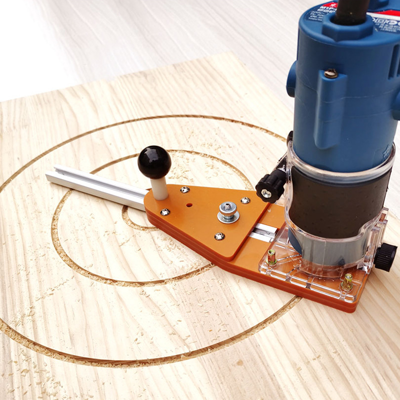 Plantilla de corte circular para carpinter&iacute;a, m&aacute;quina de corte el&eacute;ctrica, fresadora de madera, Base de ranurado circular, herramientas de bricolaje con valla de escala