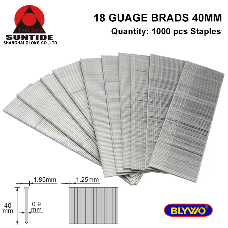 Grapas en forma de T de calibre 18, clavos tipo Ga18 para pistola grapadora, muebles de madera, accesorios para carpinter&iacute;a, 1000 piezas