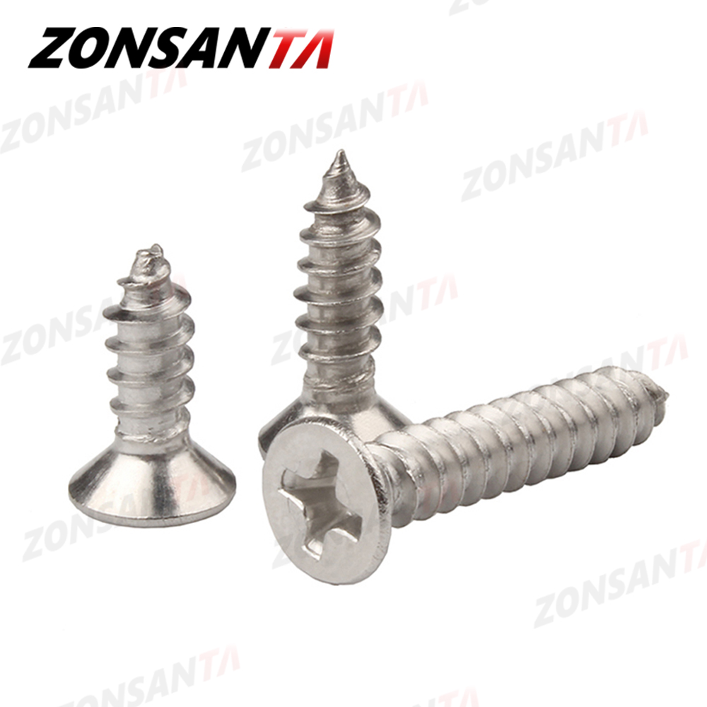 ZONSANTA-tornillos de cabeza plana avellanada empotrada en cruz, acero inoxidable 304, M1.4, M1.7, M2, M2.3, M2.6, M3, M4, M5, M6