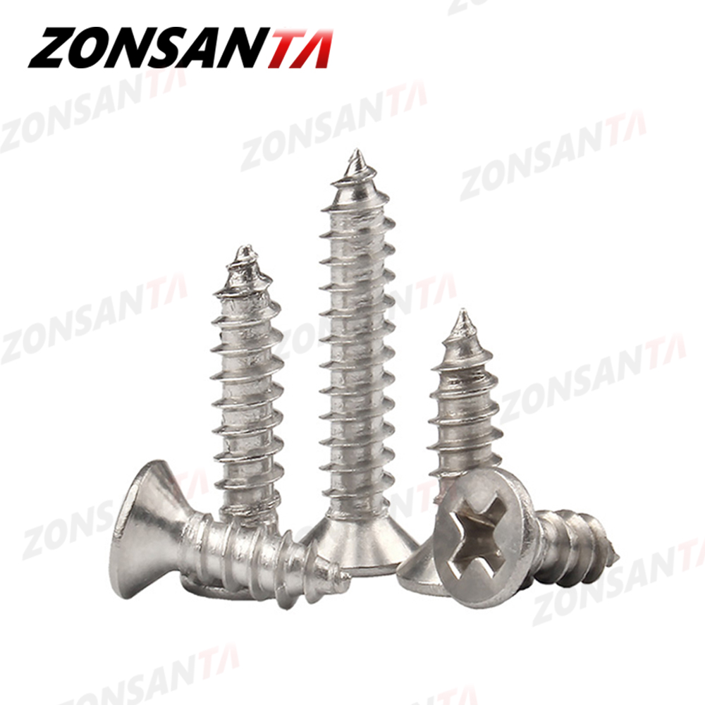 ZONSANTA-tornillos de cabeza plana avellanada empotrada en cruz, acero inoxidable 304, M1.4, M1.7, M2, M2.3, M2.6, M3, M4, M5, M6