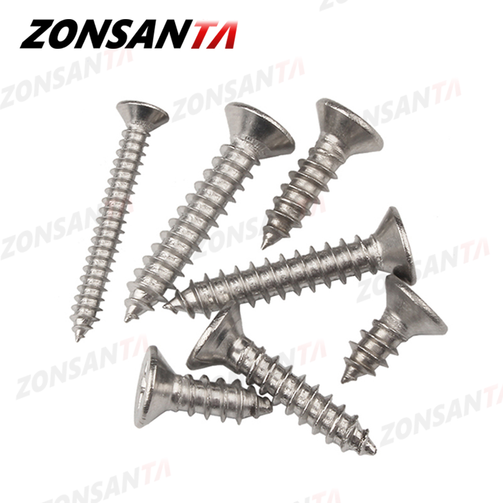 ZONSANTA-tornillos de cabeza plana avellanada empotrada en cruz, acero inoxidable 304, M1.4, M1.7, M2, M2.3, M2.6, M3, M4, M5, M6