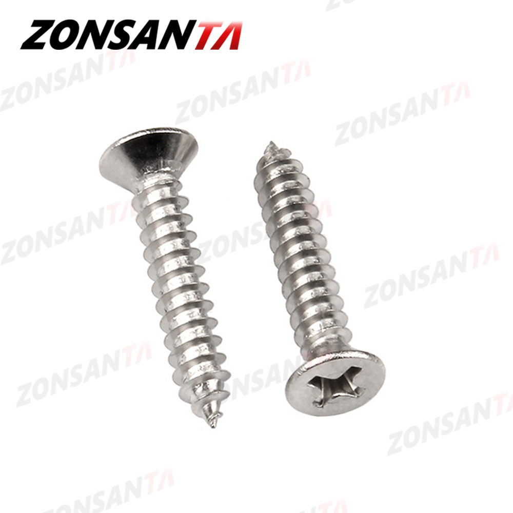 ZONSANTA-tornillos de cabeza plana avellanada empotrada en cruz, acero inoxidable 304, M1.4, M1.7, M2, M2.3, M2.6, M3, M4, M5, M6