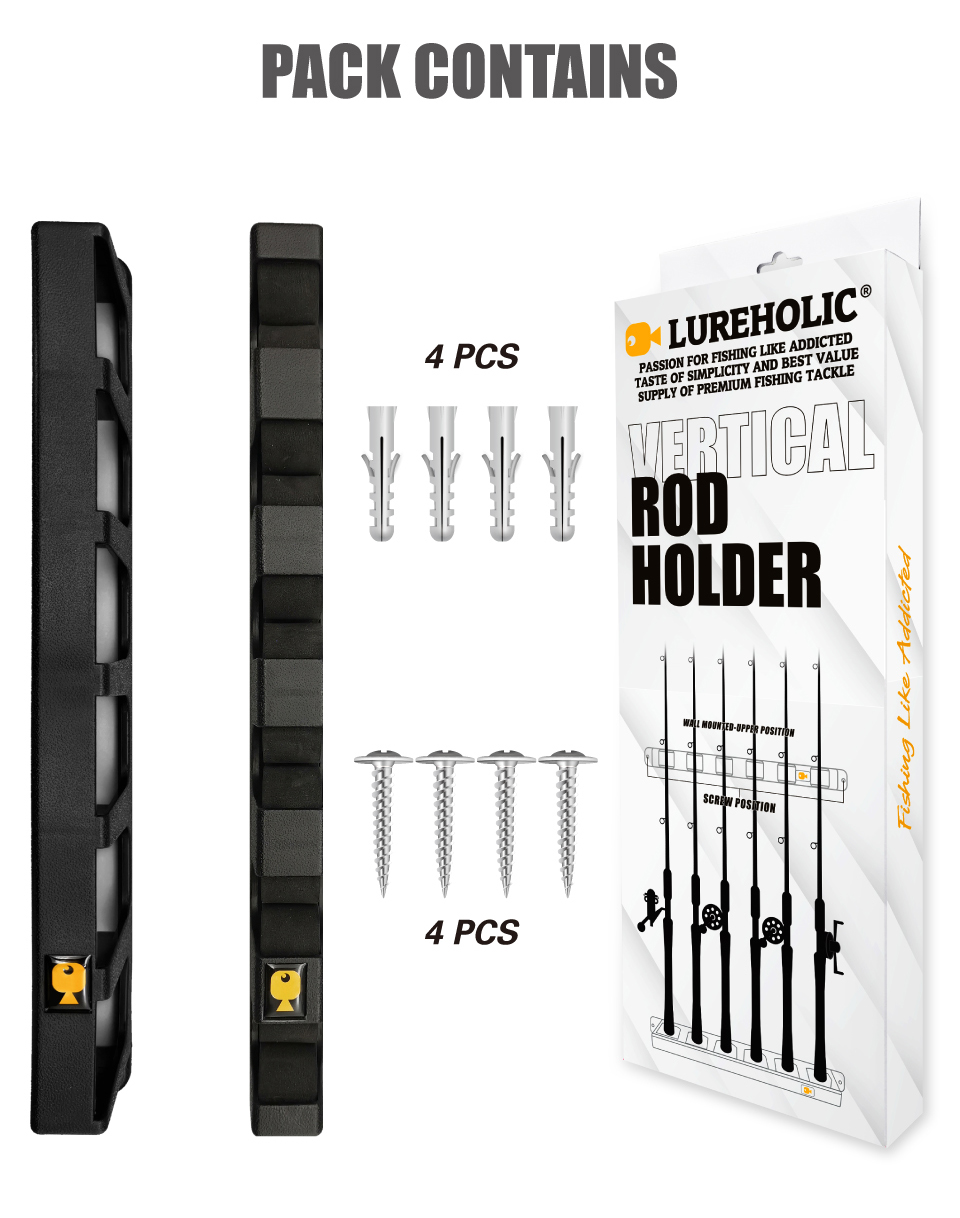 LUREHOLIC-estante Vertical para ca&ntilde;a de pescar, soporte Modular de pared para garaje, 6 varillas