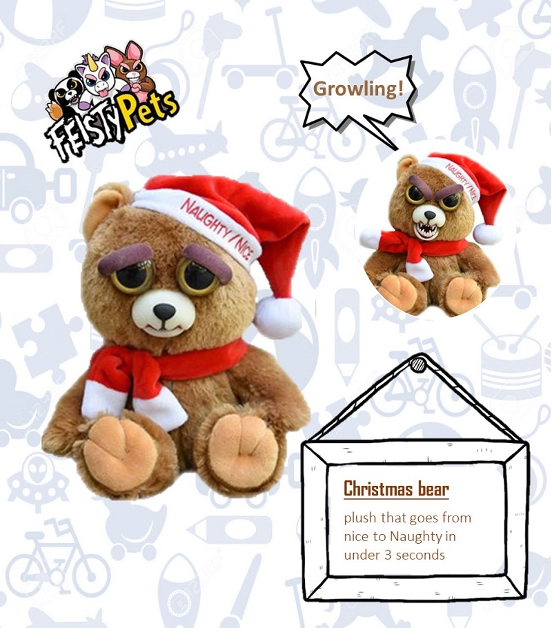 Feisty-juguetes blandos con cambio de cara para ni&ntilde;os, peluche de leopardo de nieve, unicornio, animal enfadado, perro, oso y panda