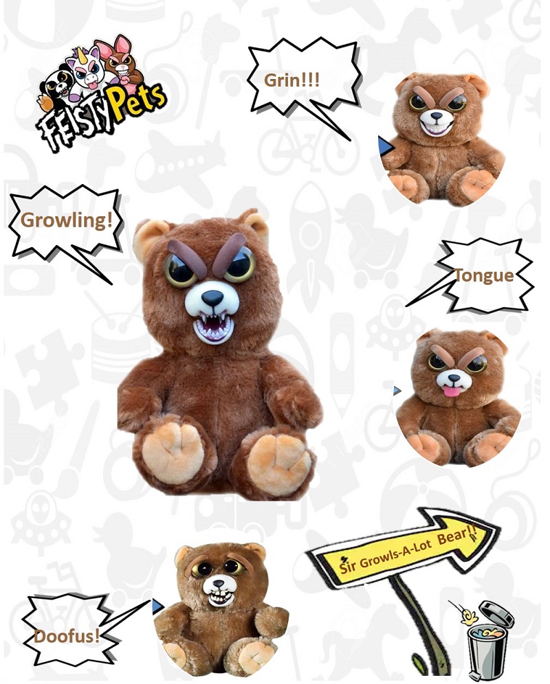 Feisty-juguetes blandos con cambio de cara para ni&ntilde;os, peluche de leopardo de nieve, unicornio, animal enfadado, perro, oso y panda