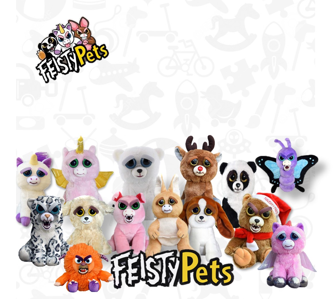 Feisty-juguetes blandos con cambio de cara para ni&ntilde;os, peluche de leopardo de nieve, unicornio, animal enfadado, perro, oso y panda