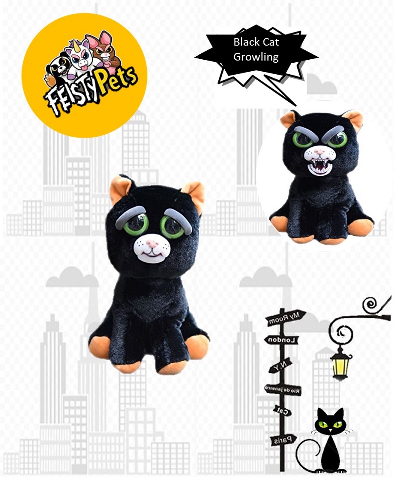 Feisty-juguetes blandos con cambio de cara para ni&ntilde;os, peluche de leopardo de nieve, unicornio, animal enfadado, perro, oso y panda