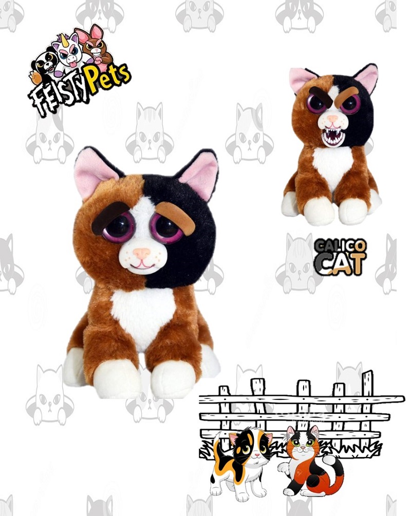 Feisty-juguetes blandos con cambio de cara para ni&ntilde;os, peluche de leopardo de nieve, unicornio, animal enfadado, perro, oso y panda