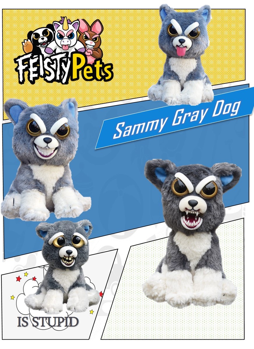 Feisty-juguetes blandos con cambio de cara para ni&ntilde;os, peluche de leopardo de nieve, unicornio, animal enfadado, perro, oso y panda