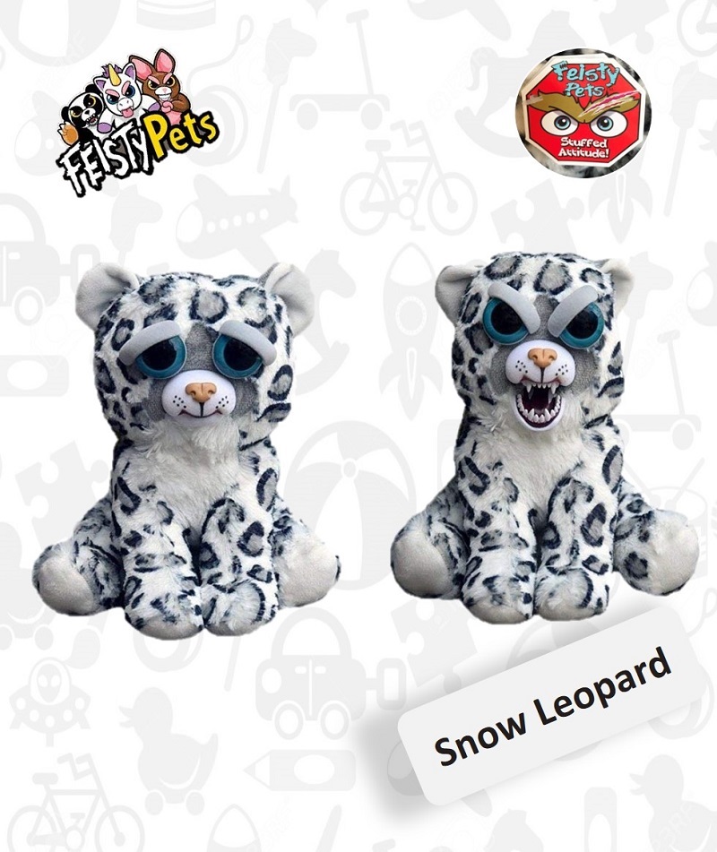 Feisty-juguetes blandos con cambio de cara para ni&ntilde;os, peluche de leopardo de nieve, unicornio, animal enfadado, perro, oso y panda