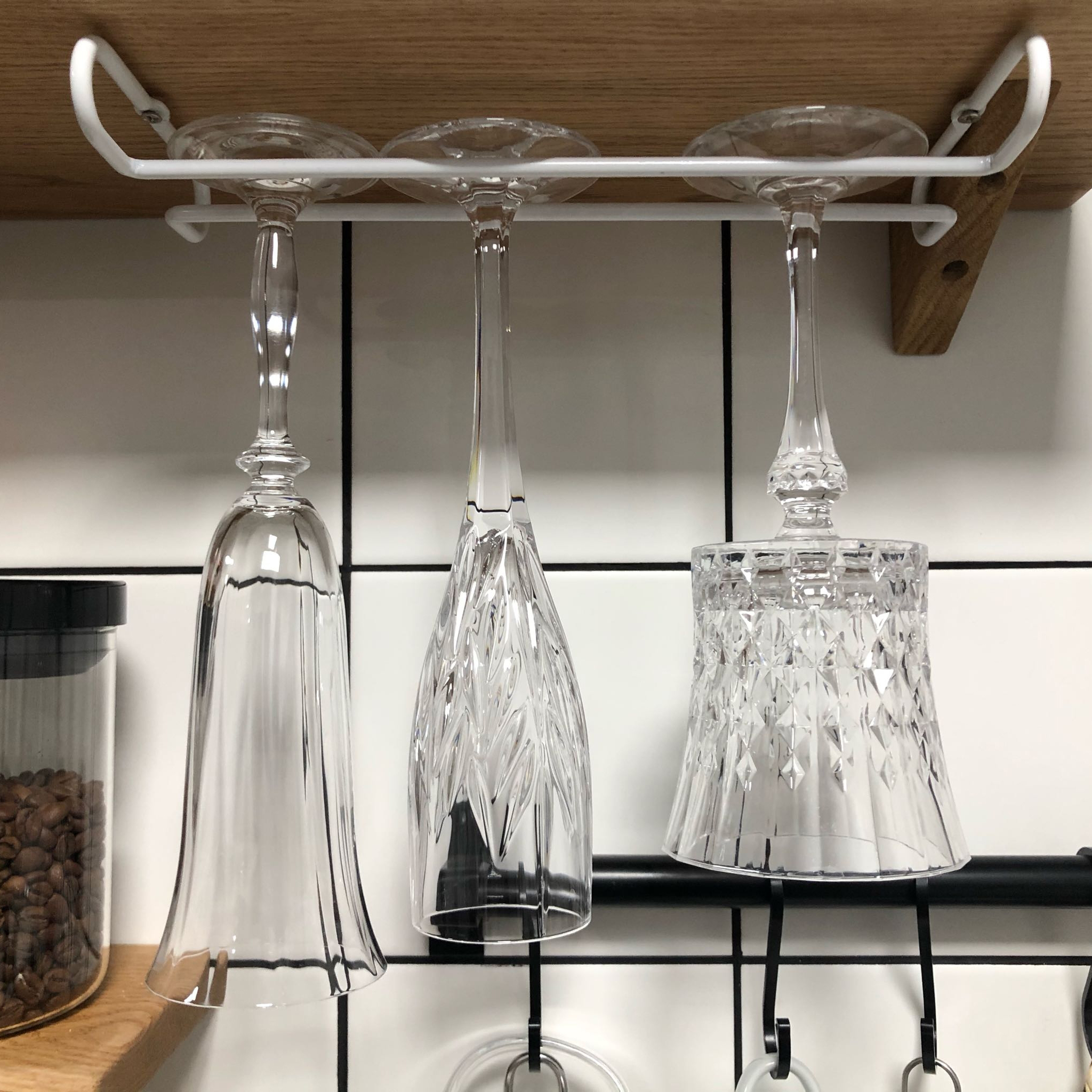 Soporte para copas de vino, estante colgante para barman debajo del gabinete, organizador de copas, barra de hierro, herramienta para acabado de copas