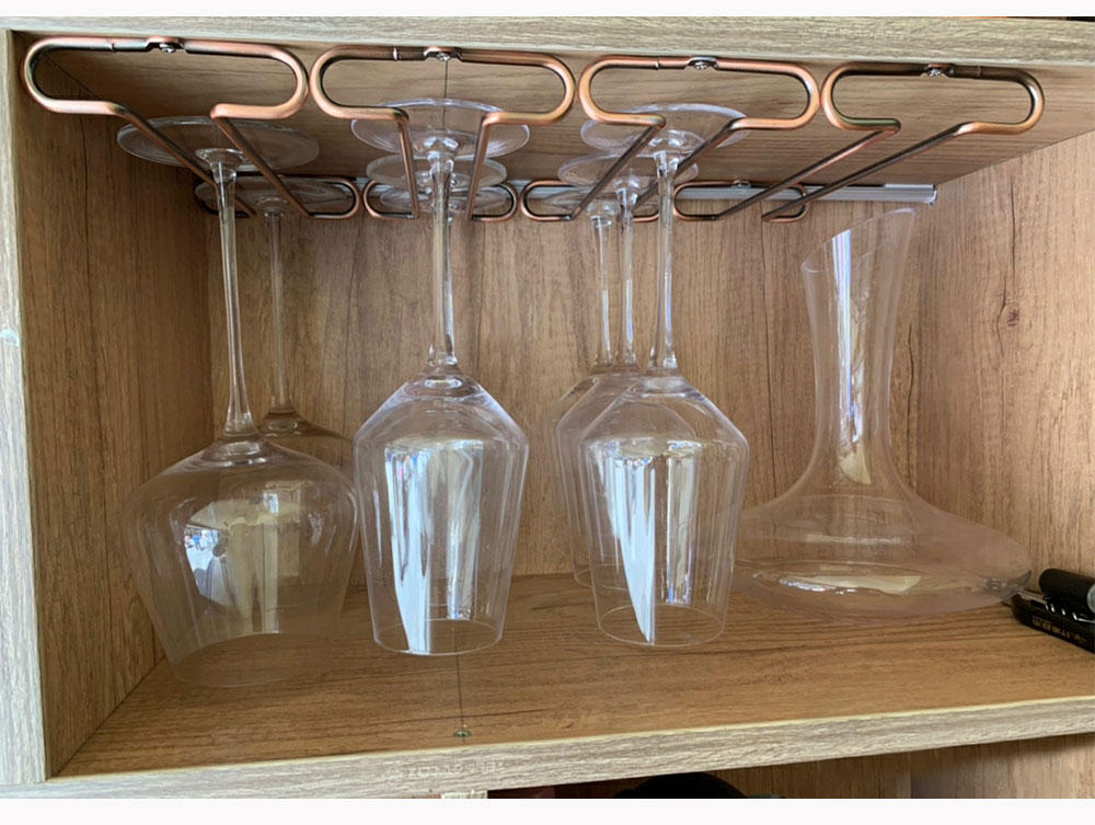Soporte para copas de vino, estante colgante para barman debajo del gabinete, organizador de copas, barra de hierro, herramienta para acabado de copas