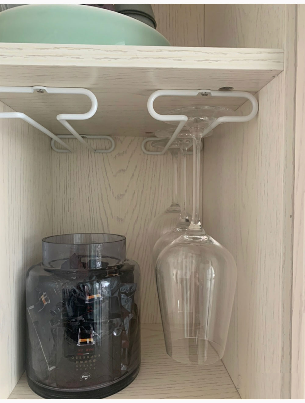 Soporte para copas de vino, estante colgante para barman debajo del gabinete, organizador de copas, barra de hierro, herramienta para acabado de copas