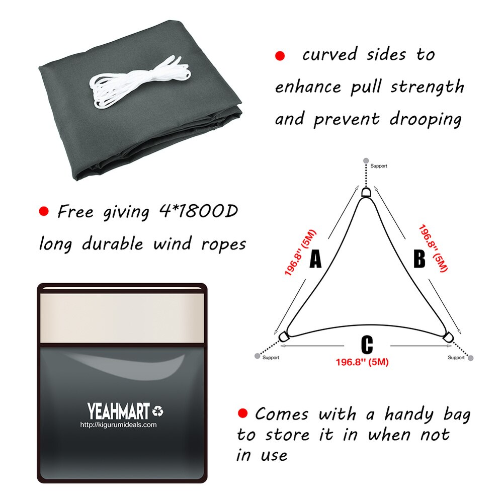 Toldo de vela resistente al agua, cubierta Trilateral/triangular, 5x5x5M/2x2x2M, para jard&iacute;n, patio, coche, sombrilla, tela, Red de verano