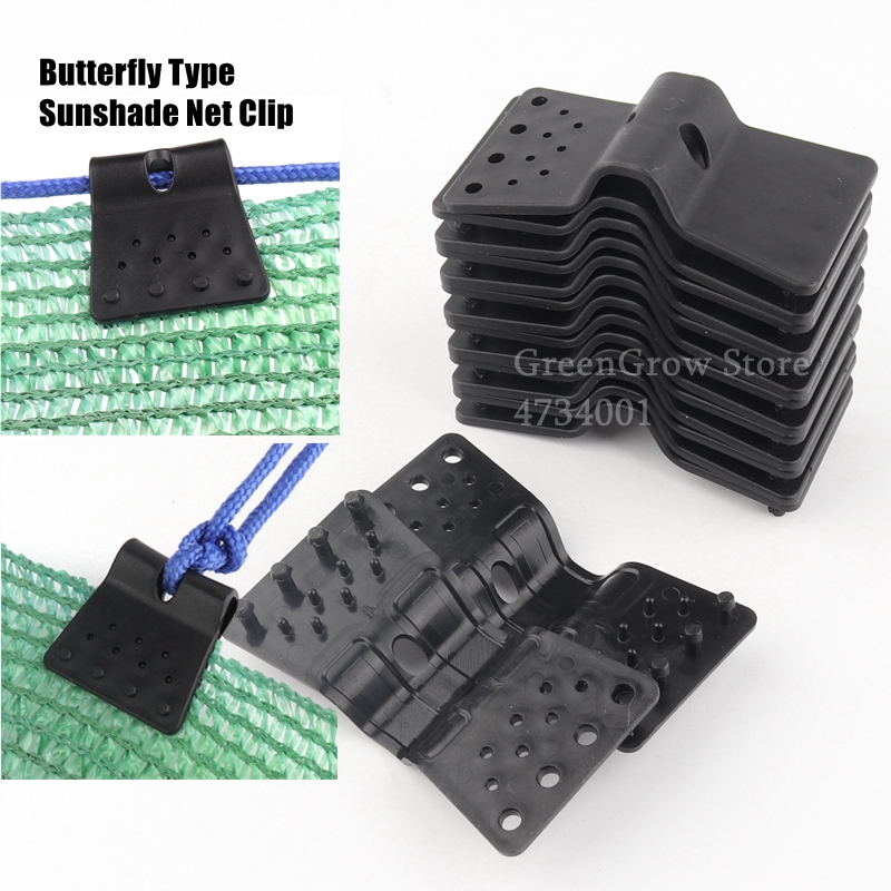 Clips de red para sombra de Sol de 10 a 100 piezas, Clip de pel&iacute;cula de invernadero tipo mariposa, herramientas de Agricultura de jard&iacute;n, gancho de red antigranizo, ojal instant&aacute;neo