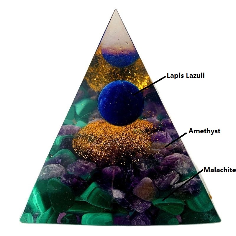 Piedra Natural amatista, cristal generador de energ&iacute;a, pir&aacute;mide de org&oacute;n para protecci&oacute;n de energ&iacute;a electr&oacute;nica, meditaci&oacute;n curativa, orgonita, chakra de cristal