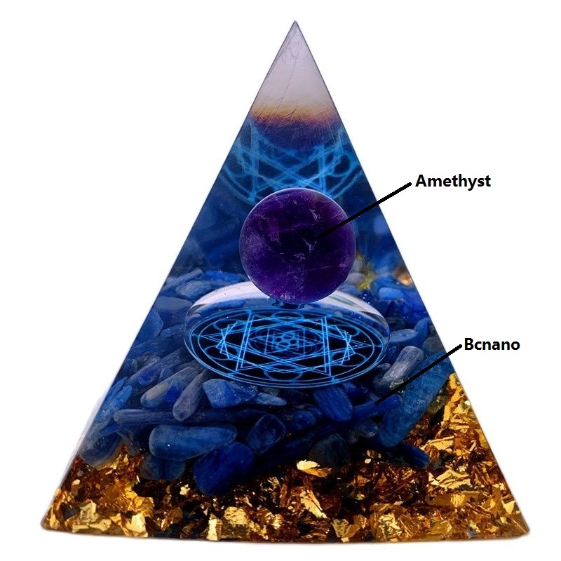 Piedra Natural amatista, cristal generador de energ&iacute;a, pir&aacute;mide de org&oacute;n para protecci&oacute;n de energ&iacute;a electr&oacute;nica, meditaci&oacute;n curativa, orgonita, chakra de cristal