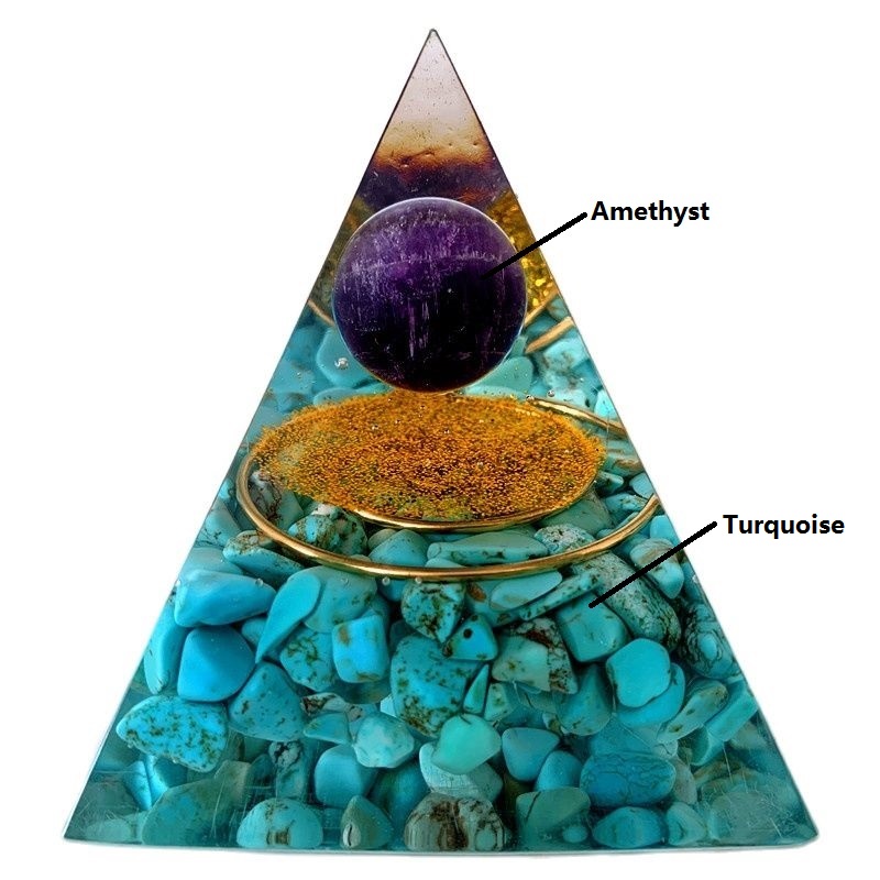 Piedra Natural amatista, cristal generador de energ&iacute;a, pir&aacute;mide de org&oacute;n para protecci&oacute;n de energ&iacute;a electr&oacute;nica, meditaci&oacute;n curativa, orgonita, chakra de cristal