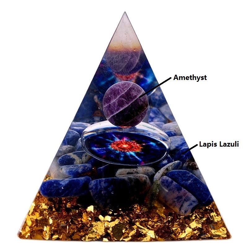 Piedra Natural amatista, cristal generador de energ&iacute;a, pir&aacute;mide de org&oacute;n para protecci&oacute;n de energ&iacute;a electr&oacute;nica, meditaci&oacute;n curativa, orgonita, chakra de cristal