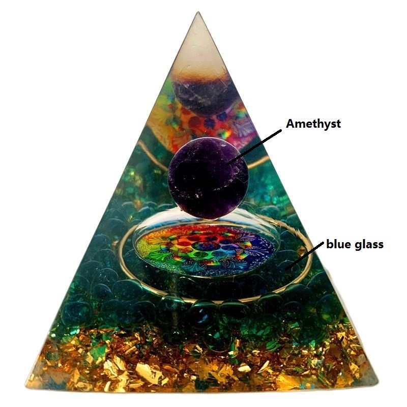 Piedra Natural amatista, cristal generador de energ&iacute;a, pir&aacute;mide de org&oacute;n para protecci&oacute;n de energ&iacute;a electr&oacute;nica, meditaci&oacute;n curativa, orgonita, chakra de cristal