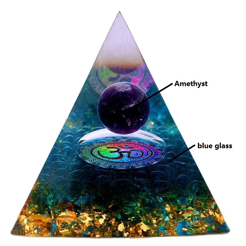 Piedra Natural amatista, cristal generador de energ&iacute;a, pir&aacute;mide de org&oacute;n para protecci&oacute;n de energ&iacute;a electr&oacute;nica, meditaci&oacute;n curativa, orgonita, chakra de cristal
