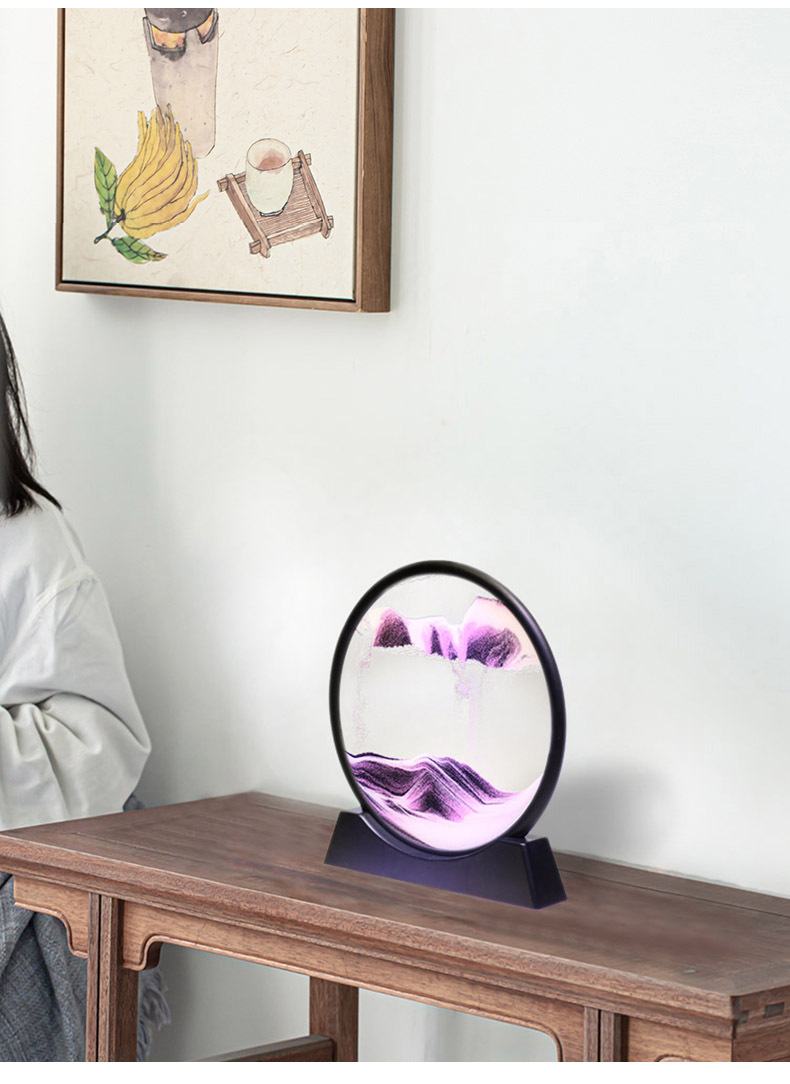 Adorno art&iacute;stico de arena m&oacute;vil giratorio para el hogar, imagen de reloj de arena l&iacute;quido 3d creativo, artesan&iacute;a de arena movediza para decoraci&oacute;n del hogar y la Oficina, hogar N&oacute;rdico