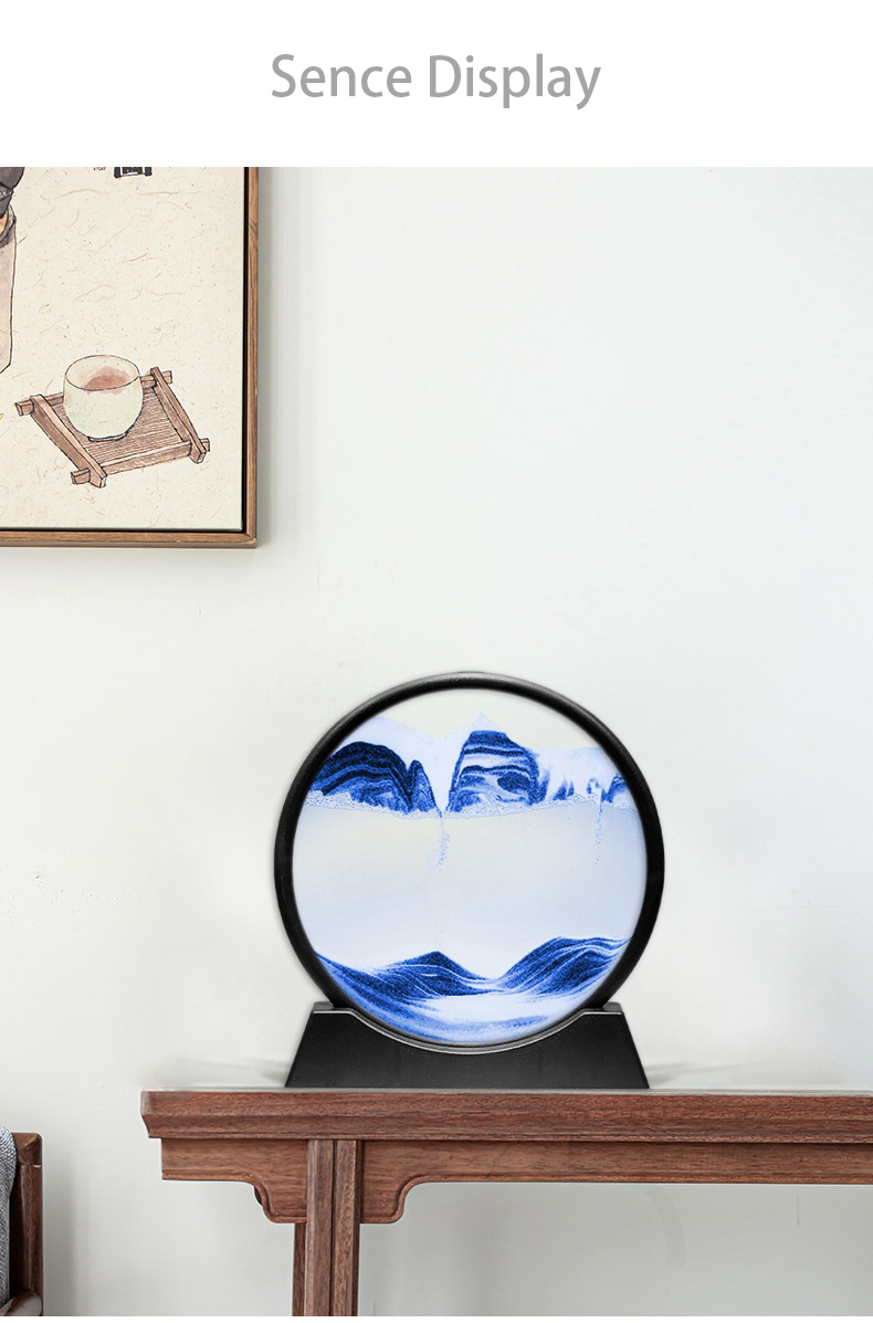 Adorno art&iacute;stico de arena m&oacute;vil giratorio para el hogar, imagen de reloj de arena l&iacute;quido 3d creativo, artesan&iacute;a de arena movediza para decoraci&oacute;n del hogar y la Oficina, hogar N&oacute;rdico