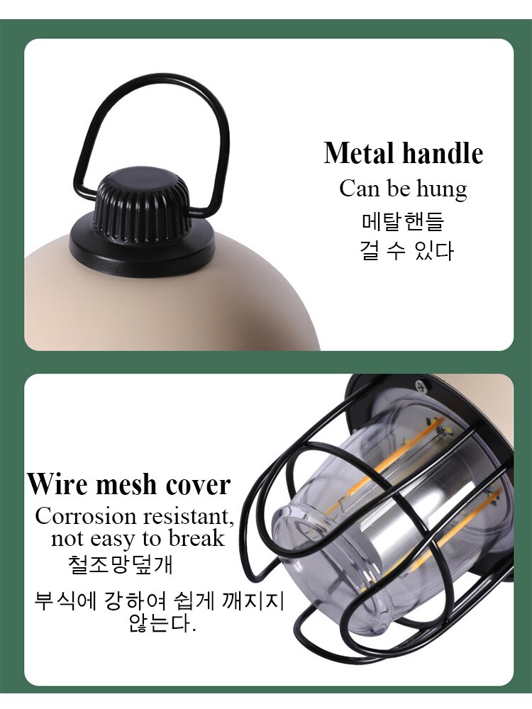 FTOYIN-Luz Port&aacute;til para acampar, linterna Retro impermeable, atenuaci&oacute;n continua, 2700K-6500K, recargable, para exteriores, l&aacute;mpara de tienda