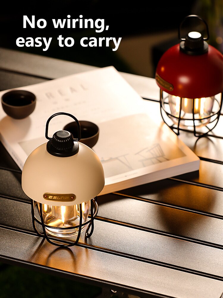 FTOYIN-Luz Port&aacute;til para acampar, linterna Retro impermeable, atenuaci&oacute;n continua, 2700K-6500K, recargable, para exteriores, l&aacute;mpara de tienda