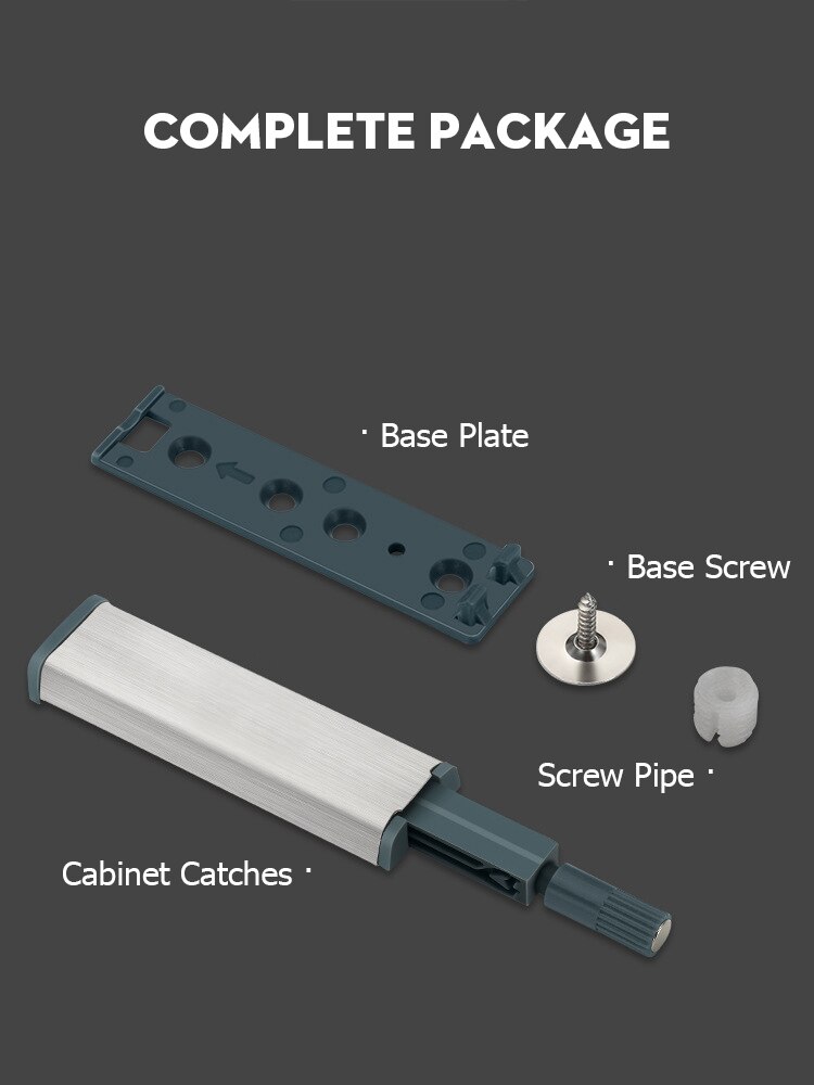 KAK-cierres de armario de acero inoxidable, 10 unidades, empuje para abrir manija de armario oculta, cierre suave, herrajes para puertas de armario