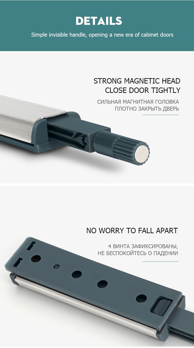 KAK-cierres de armario de acero inoxidable, 10 unidades, empuje para abrir manija de armario oculta, cierre suave, herrajes para puertas de armario