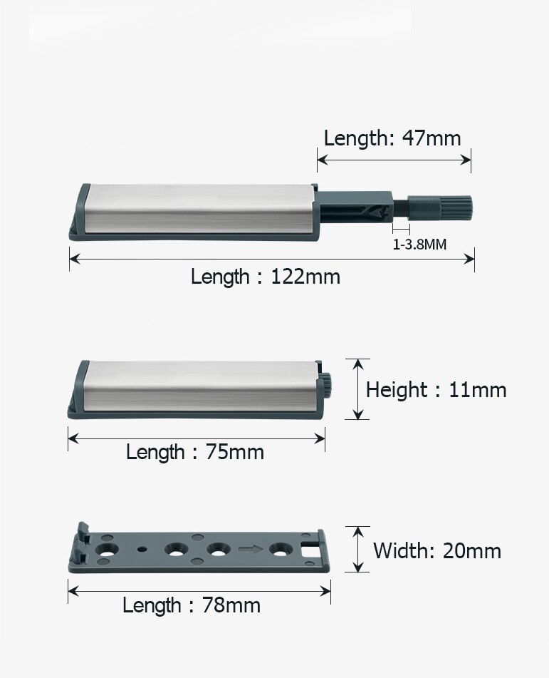 KAK-cierres de armario de acero inoxidable, 10 unidades, empuje para abrir manija de armario oculta, cierre suave, herrajes para puertas de armario