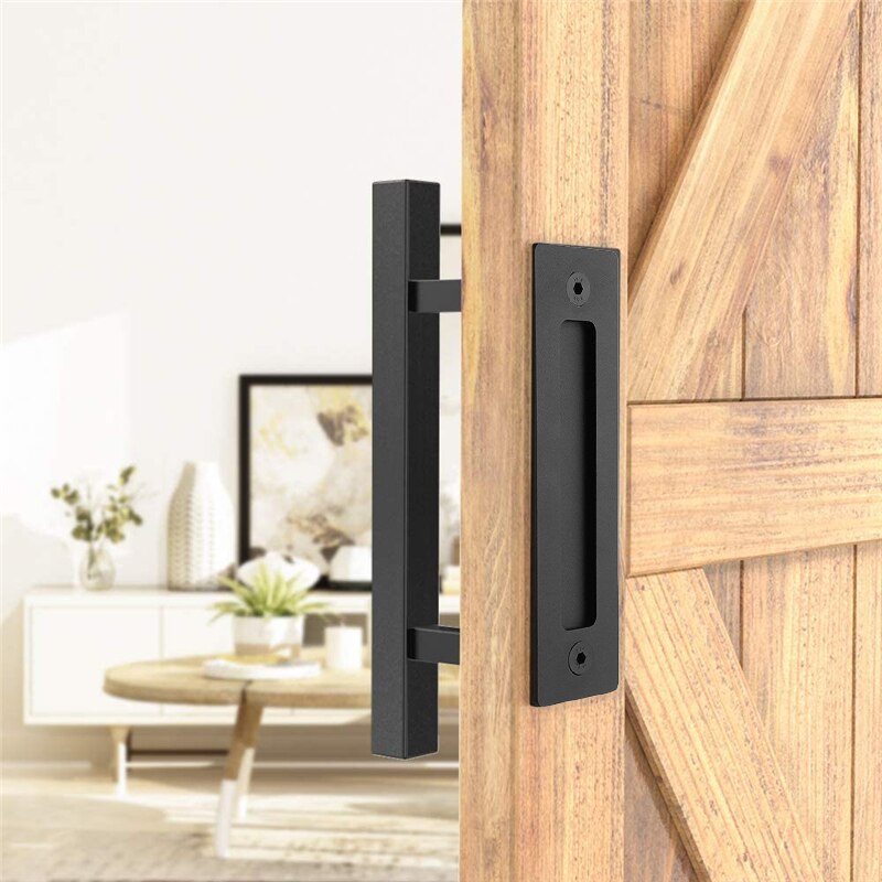 KAK-manija de puerta corrediza de Granero, juego de herrajes empotrados para gabinete, puerta Interior de madera para manija, herrajes para muebles, 12 pulgadas