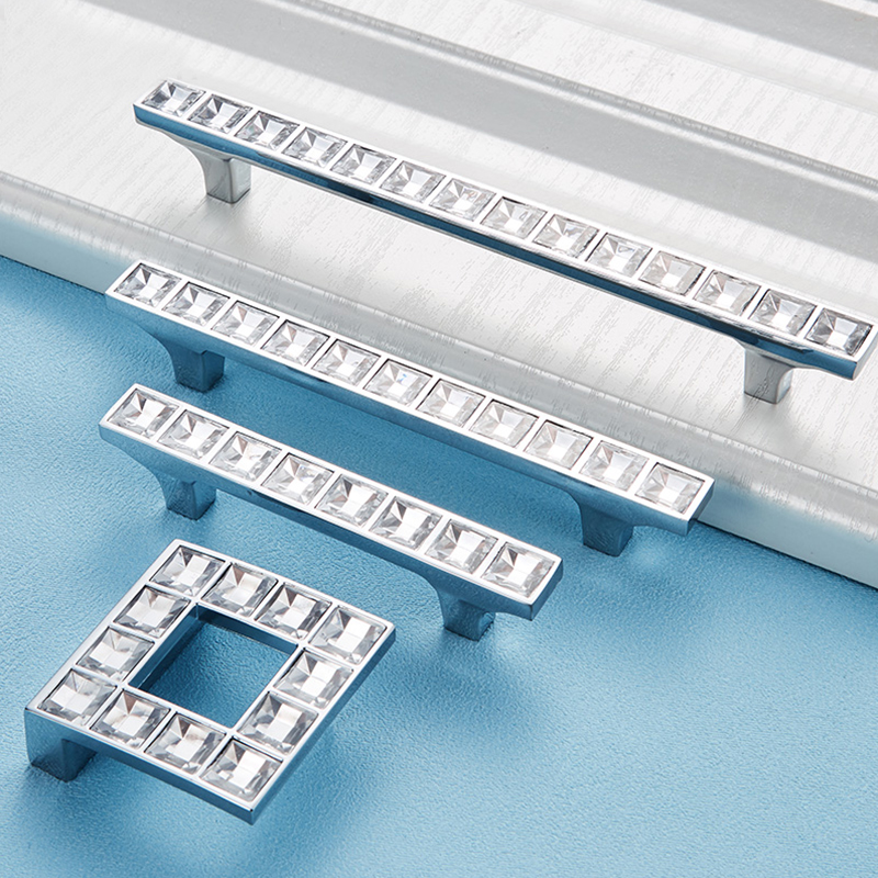 Pomos de cristal modernos para armarios, tiradores de cristal plateados para cajones, Tiradores para muebles de cocina, ferreter&iacute;a