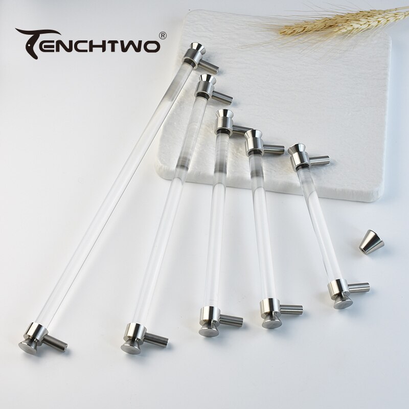 TENCHTWO-tiradores de cristal acr&iacute;lico para armario de cocina, pomos de caj&oacute;n de armario, tiradores de puerta de tocador en forma de T dorados, herrajes para muebles