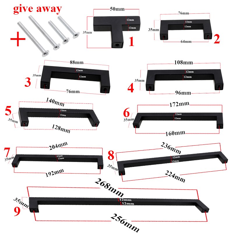 RUNBAZEF-Pomos de mueble cuadrados, tiradores de acero inoxidable, ideales para armario, puerta y caj&oacute;n, color negro, herraje moderno