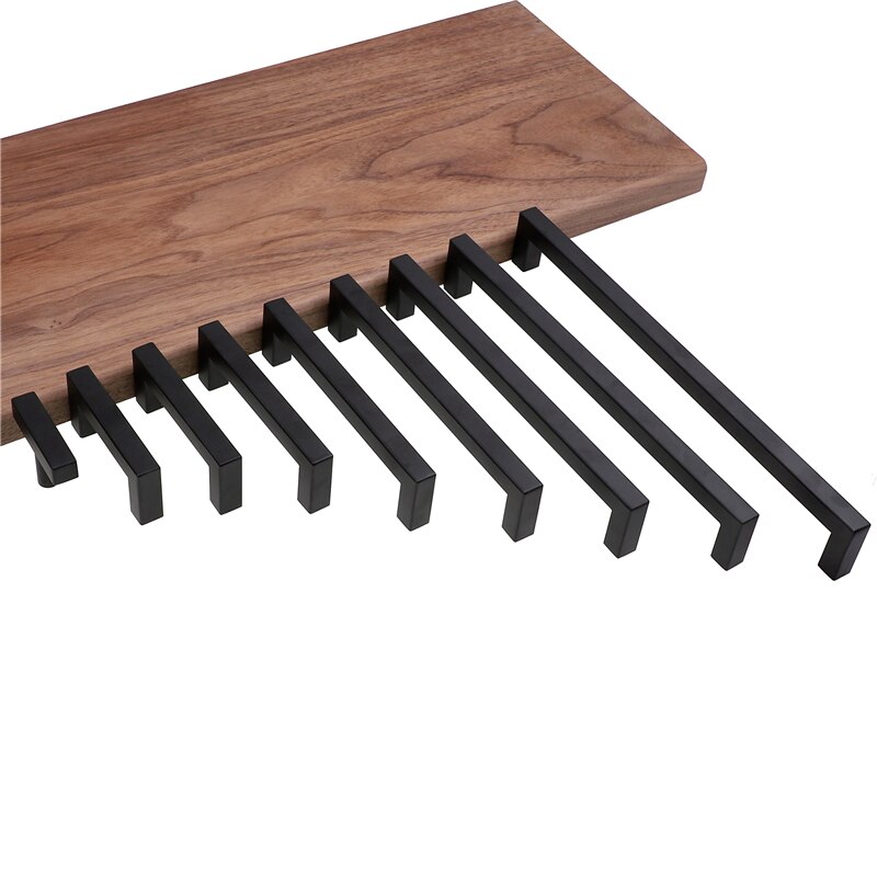 RUNBAZEF-Pomos de mueble cuadrados, tiradores de acero inoxidable, ideales para armario, puerta y caj&oacute;n, color negro, herraje moderno