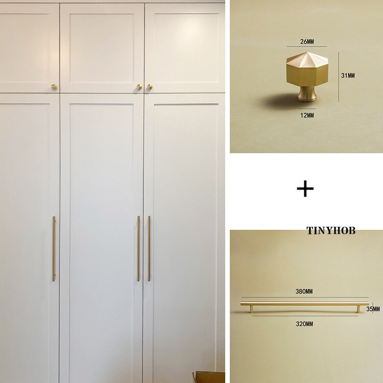 Tiradores dorados de lat&oacute;n macizo D12mm para muebles, manijas para cajones, cajones, barras en T, utensilios de cocina, 20"