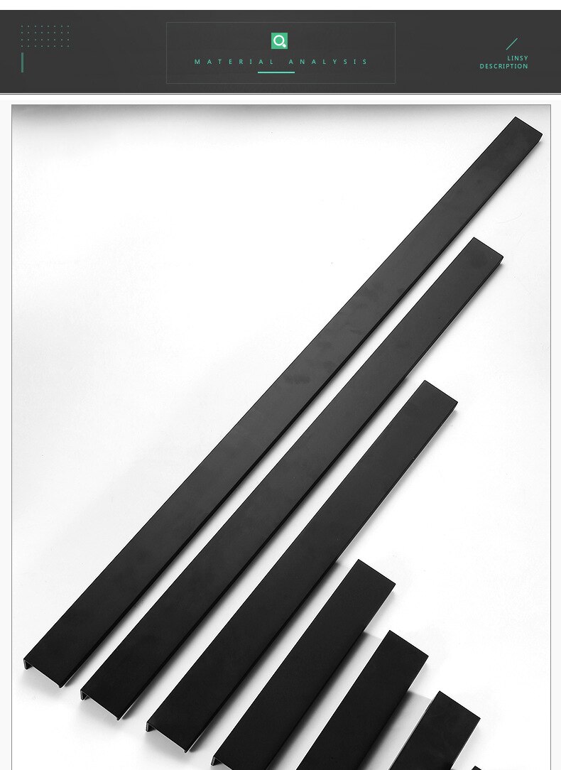 KAK-tiradores ocultos de aleaci&oacute;n de aluminio para armario, pomos de caj&oacute;n, herrajes para puerta de habitaci&oacute;n y muebles, color negro, a la moda