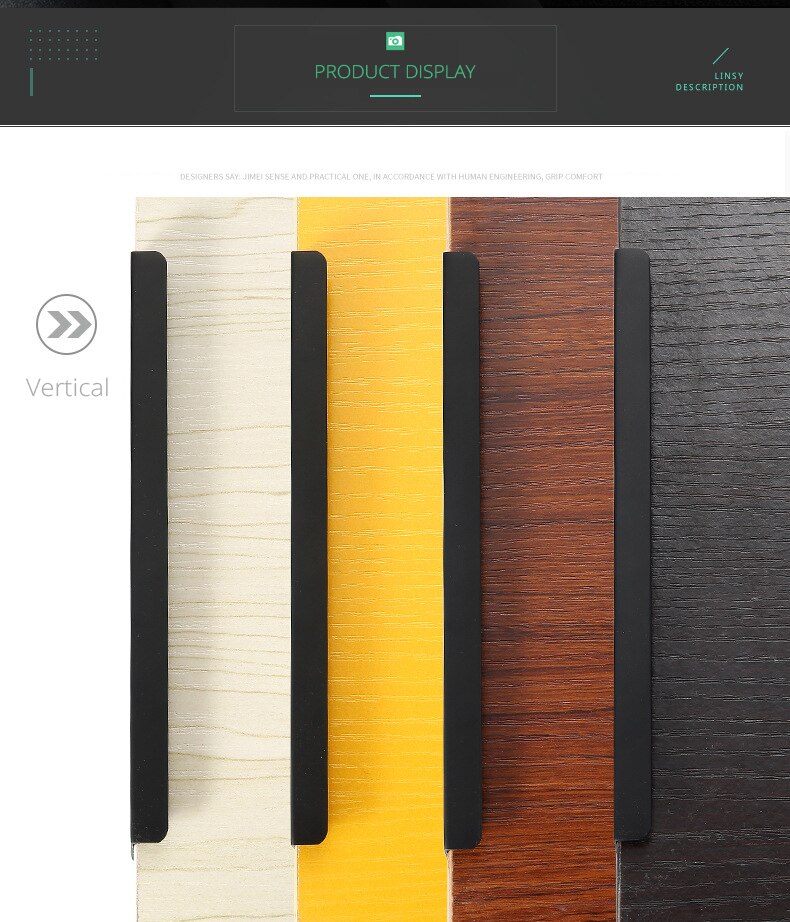 KAK-tiradores ocultos de aleaci&oacute;n de aluminio para armario, pomos de caj&oacute;n, herrajes para puerta de habitaci&oacute;n y muebles, color negro, a la moda