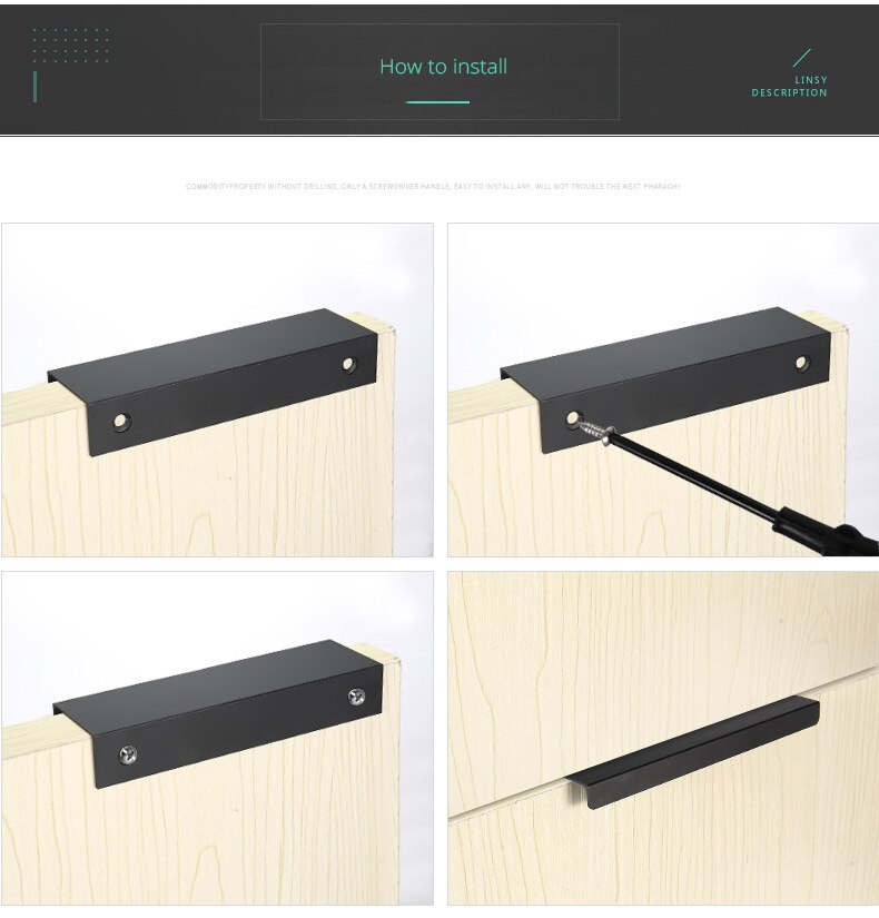 KAK-tiradores ocultos de aleaci&oacute;n de aluminio para armario, pomos de caj&oacute;n, herrajes para puerta de habitaci&oacute;n y muebles, color negro, a la moda