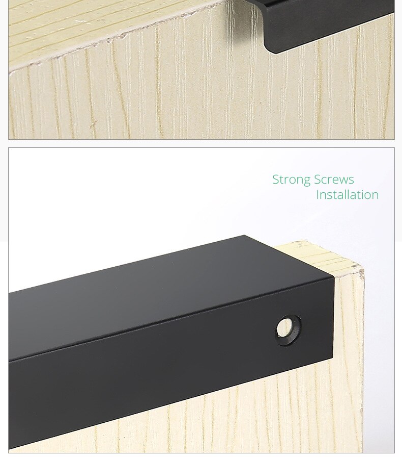 KAK-tiradores ocultos de aleaci&oacute;n de aluminio para armario, pomos de caj&oacute;n, herrajes para puerta de habitaci&oacute;n y muebles, color negro, a la moda