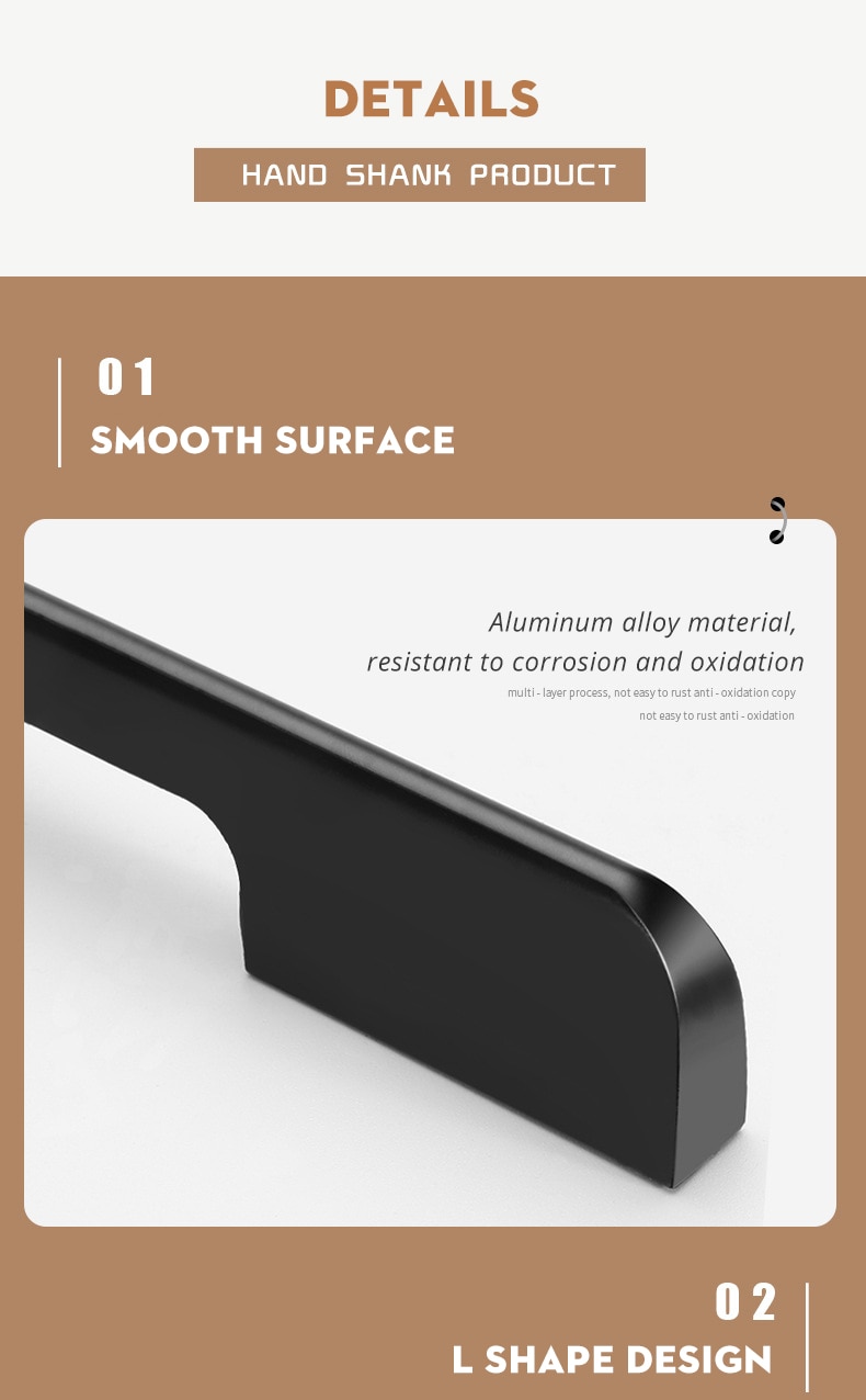 KAK-tiradores ocultos de aleaci&oacute;n de aluminio para armario, pomos de caj&oacute;n, herrajes para puerta de habitaci&oacute;n y muebles, color negro, a la moda