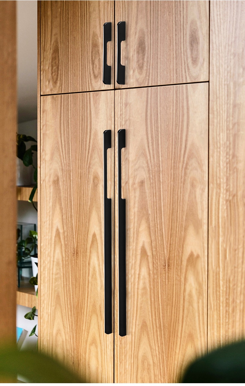 KAK-tiradores ocultos de aleaci&oacute;n de aluminio para armario, pomos de caj&oacute;n, herrajes para puerta de habitaci&oacute;n y muebles, color negro, a la moda