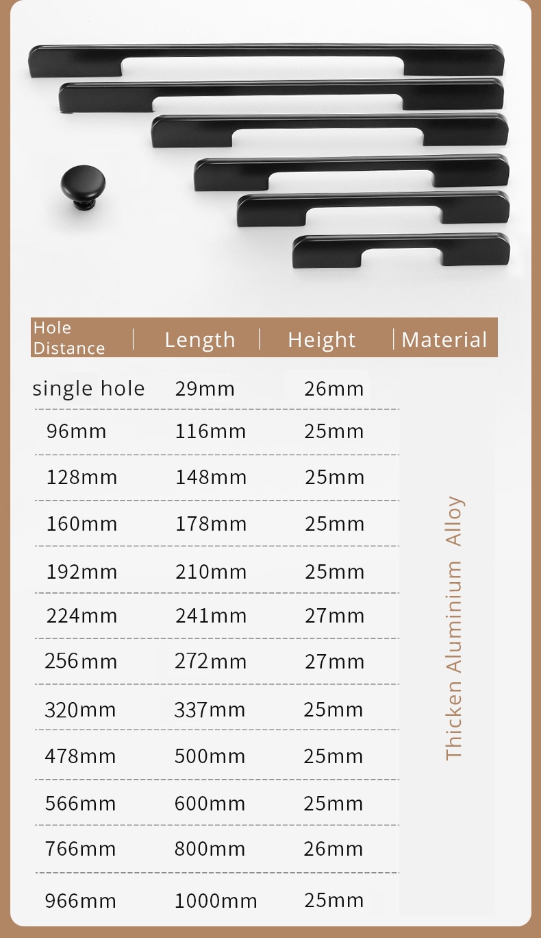 KAK-tiradores ocultos de aleaci&oacute;n de aluminio para armario, pomos de caj&oacute;n, herrajes para puerta de habitaci&oacute;n y muebles, color negro, a la moda