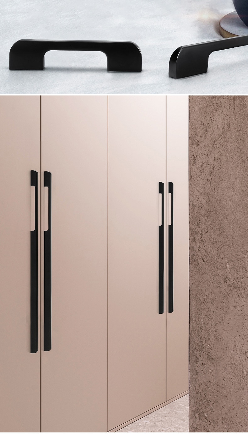 KAK-tiradores ocultos de aleaci&oacute;n de aluminio para armario, pomos de caj&oacute;n, herrajes para puerta de habitaci&oacute;n y muebles, color negro, a la moda