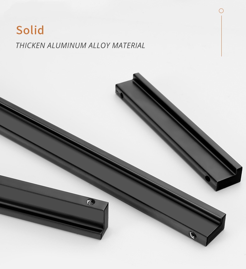 KAK-tiradores ocultos de aleaci&oacute;n de aluminio para armario, pomos de caj&oacute;n, herrajes para puerta de habitaci&oacute;n y muebles, color negro, a la moda