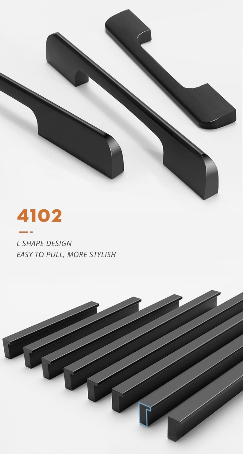 KAK-tiradores ocultos de aleaci&oacute;n de aluminio para armario, pomos de caj&oacute;n, herrajes para puerta de habitaci&oacute;n y muebles, color negro, a la moda