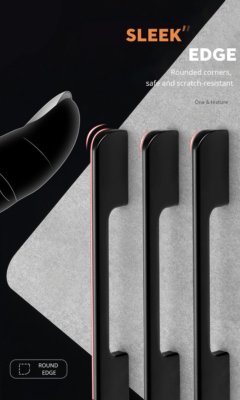 KAK-tiradores ocultos de aleaci&oacute;n de aluminio para armario, pomos de caj&oacute;n, herrajes para puerta de habitaci&oacute;n y muebles, color negro, a la moda